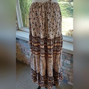 White Stag  Browns Black and Cream Maxi Skirt M Autumn